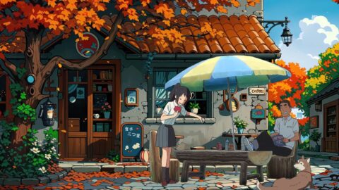 Outdoor Coffee Shop – Anime Street View