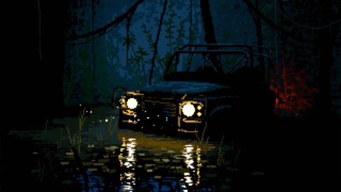 Jeep Got Stuck in the Swamp Pixel Art