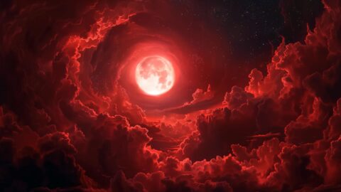 Blood Moon Through Thick Clouds